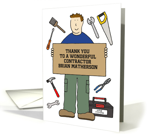 Thank You Contractor Cartoon Man with Tools to... (1624670)