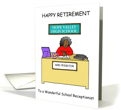 Happy Retirement to School Receptionist African American Lady card