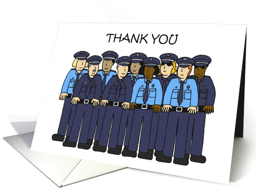 Covid 19 Thank You to Police Force Cartoon Group of Cops card