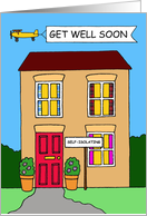 Covid 19 Get Well Soon Self-isolation Cartoon House card