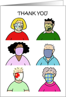 Covid 19 Thank You for the Face Masks Cartoon Group of People card