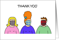 Covid 19 Thank You for the Face Masks Cartoon Group of People card