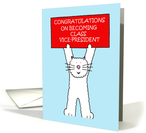Congratulations on Becoming Class Vice President Cartoon Cat card
