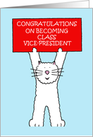 Congratulations on Becoming Class Vice President Cartoon Cat card