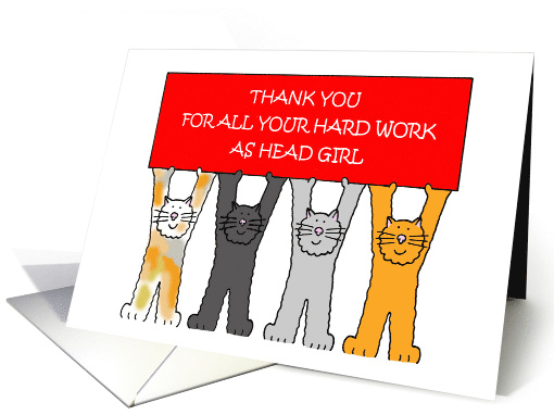 Thank you to Head Girl Cartoon Cats Holding a Banner card (1628344)