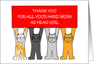 Thank you to Head Girl Cartoon Cats Holding a Banner card