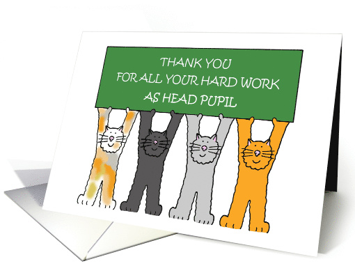 Thank you to Head Pupil Cartoon Cats Holding a Banner card (1628346)