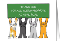 Thank you to Head Pupil Cartoon Cats Holding a Banner card
