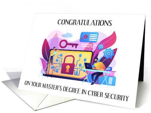 Cyber Security Master's Degree Congratulations, Illustration. card