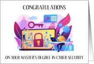 Cyber Security Master’s Degree Congratulations, Illustration. card