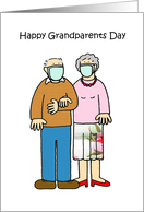 Happy Grandparents Day Covid 19 Self-isolating Cartoon Couple card