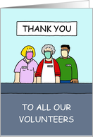 Thank You to Volunteers Covid 19 Cartoon People in Face Masks card