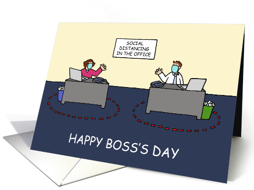 Covid 19 Happy Boss's Day Cartoon Office Workers Social... (1629636)