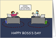Covid 19 Happy Boss’s Day Cartoon Office Workers Social Distancing card