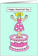 Sweetest Day Covid 19 Cartoon Lady in a Face Mask on a Cake card