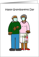 Happy Grandparents Day Cartoon African American Couple in Face Masks card