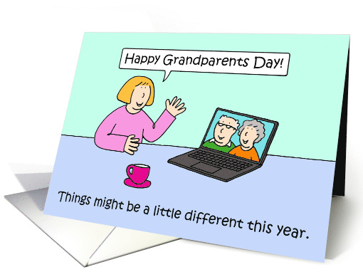 Happy Grandparents Day Cartoon Couple Seen Virtually on a... (1630452)
