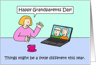 Happy Grandparents Day Cartoon Couple Seen Virtually on a Computer card