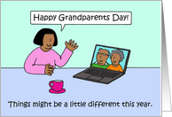 Happy Grandparents Day African American Couple Covid 19 Cartoon card