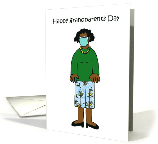 Happy Grandparents Day African American Grandma in a Facemask card