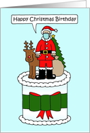 Covid 19 Christmas Birthday Father Christmas on a Cake Cartoon card