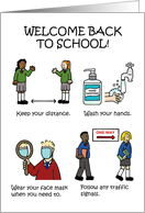 Covid 19 Welcome Back to School Cartoon Humor Safety Advice card