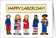 Labour Day Humor Cartoon Pregnant Ladies in a Group with a Banner card