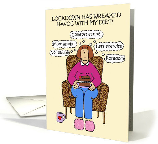 Covid 19 Lockdown Diet Cartoon Humor Lady with Cake... (1632064)