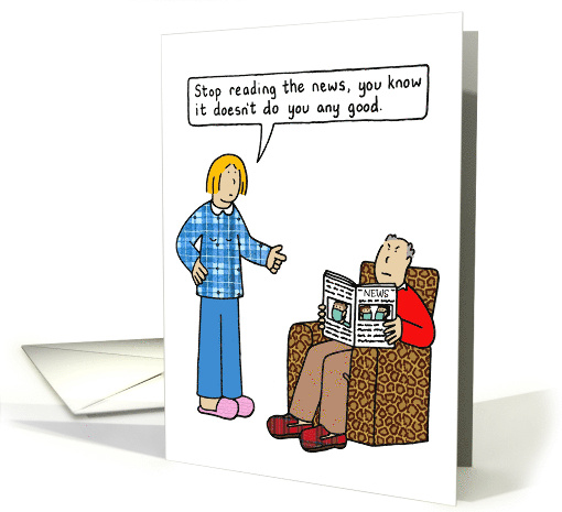 Covid 19 Don't Read the News Cartoon Couple Humor Thinking of You card