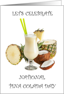 National Pina Colada Day July 10th Coconut and Pineapple Cocktail card