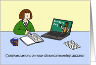 Covid 19 Distance Learning Success Female Congratulations Cartoon card