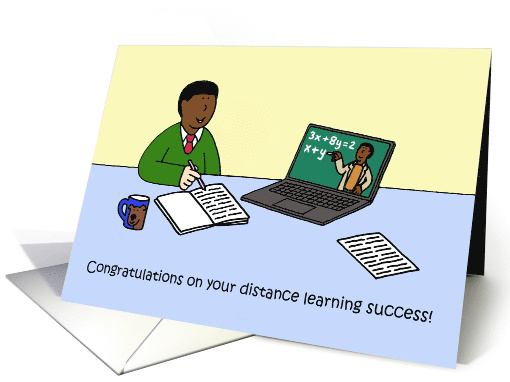 Covid 19 Distance Learning Congratulations African American Male card
