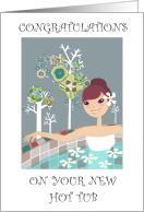 Congratulations on New Hot Tub Stylish Illustration of a Lady Relaxing card