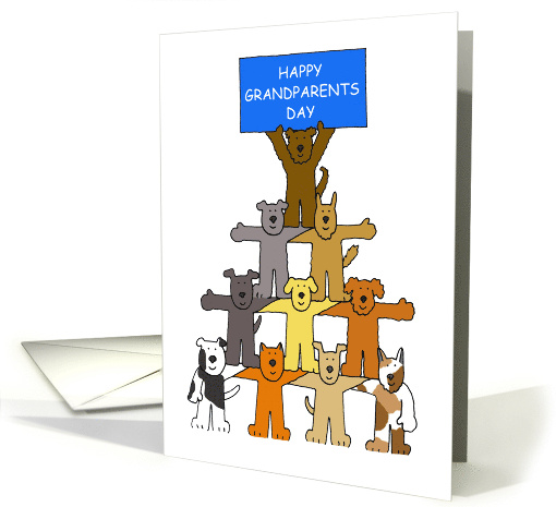 Happy Grandparents Day from the Dogs Cartoon Dogs with a Banner card