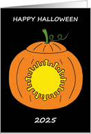 Covid 19 Halloween 2025 Cartoon Pumpkin with Virus Shape Cut Out card