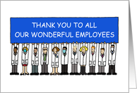 Covid 19 Thanks to Employees Cartoon Scientists with a Banner card