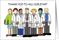 Covid 19 Thank You to Employees Cartoon Staff Scientists card