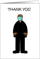 Covid 19 Thank you to African American Vicar, Cartoon, Blank Inside card
