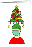 Covid 19 Happy Christmas Hairstylist Cartoon Humor card