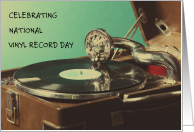 National Vinyl Record Day August 12th Vintage Record Player card