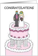 Covid 19 Wedding Congratulations Bride and Groom Cartoon Couple card