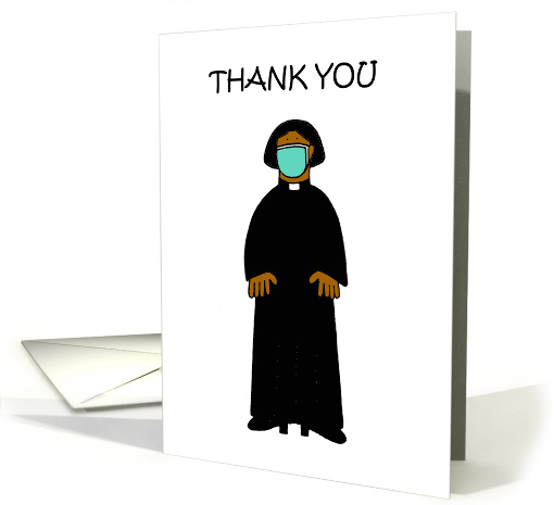 Covid 19 Thank You African American Female Pastor Cartoon card