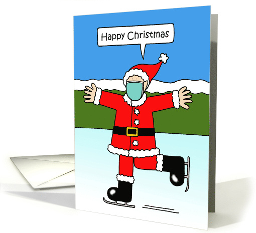 Happy Christmas Cartoon Father Christmas Skating card (1643728)