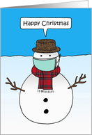 Happy Christmas Cartoon Snowman in a Facemask card