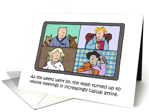 Casual Attire at Remote Business Meetings Cartoon Humor card (1643868)