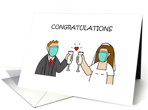 Covid 19 Wedding Congratulations Bride and Groom Cartoon Humor card