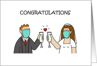 Covid 19 Wedding Congratulations Bride and Groom Cartoon Humor card