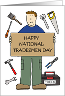 National Tradesmen Day September Cartoon Handyman with tools card