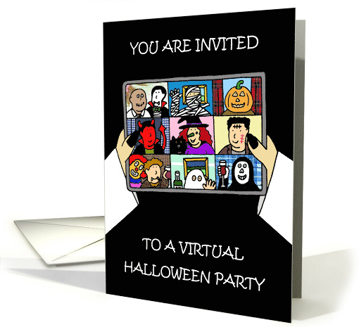 Covid 19 Virtual Halloween Party Invitation Characters on... (1649796)