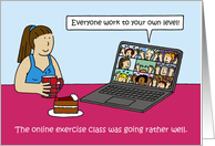Covid 19 Virtual Fitness Exercise Class Cartoon Humor card